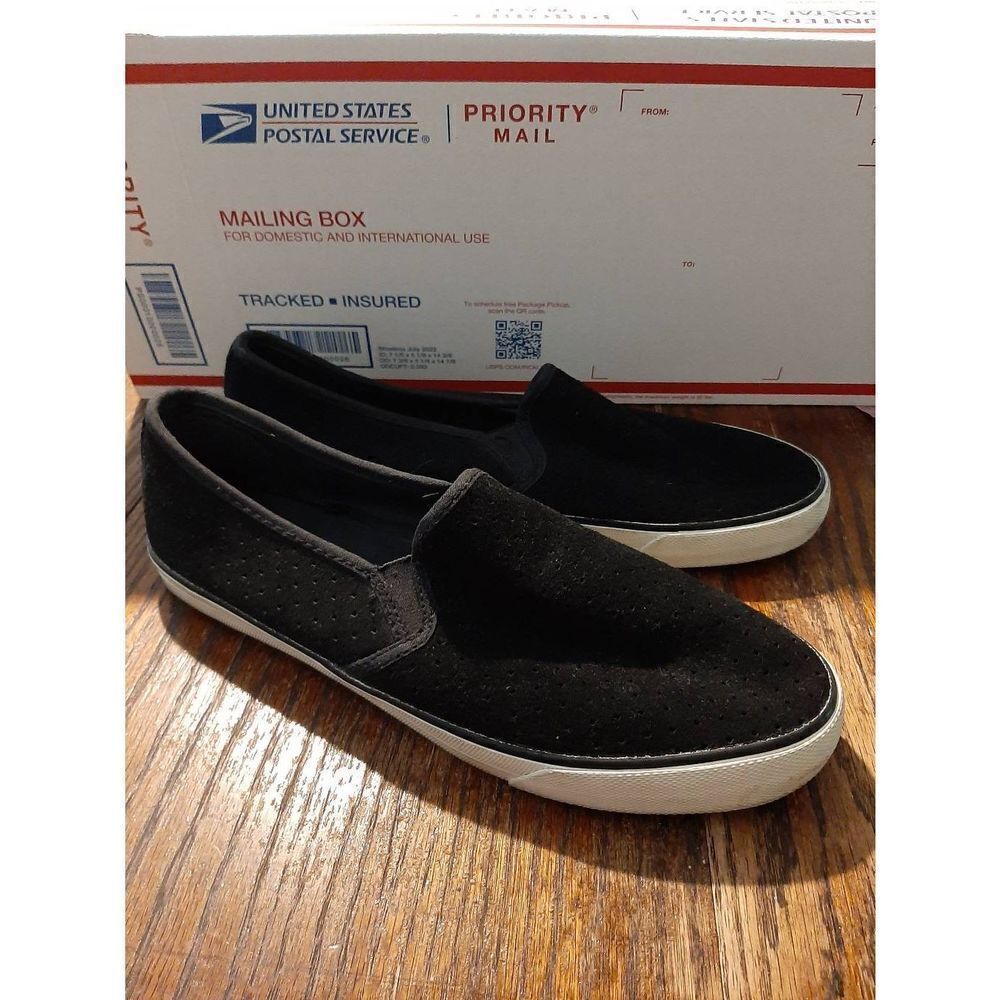 Size 10 American Eagle Black Leather Suede Slip On Estilo 3254 Casual Shoes